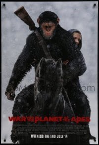 4g955 WAR FOR THE PLANET OF THE APES style D advance DS 1sh 2017 Caesar and Miller on horseback!