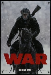 4g950 WAR FOR THE PLANET OF THE APES style A int'l teaser DS 1sh 2017 image of Caesar on horseback!
