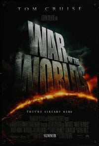 4g957 WAR OF THE WORLDS advance DS 1sh 2005 Tom Cruise, Steven Spielberg, huge title design!