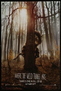 4g965 WHERE THE WILD THINGS ARE teaser DS 1sh 2009 Spike Jonze, image of monster behind tree!