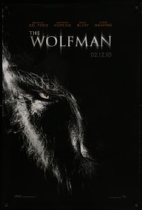 4g971 WOLFMAN teaser DS 1sh 2010 cool image of Benicio Del Toro as monster in title role!