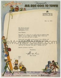 4h003 MR. BUG GOES TO TOWN letter 1941 full-color stationery advertising the movie's characters!