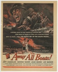 4h010 AWAY ALL BOATS magazine ad 1956 Jeff Chandler, Reynold Brown art, battle cry of the South Pacific!