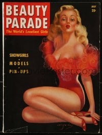 4h656 BEAUTY PARADE magazine July 1945 The World's Loveliest Girls, sexy Billy DeVorss cover art!