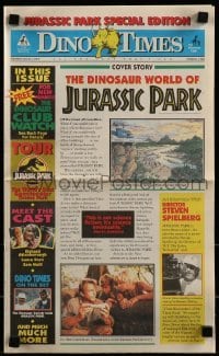 4h031 JURASSIC PARK 11x18 newspaper Spring 1993 Steven Spielberg, cool Dino Times special edition!
