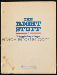 4h012 RIGHT STUFF 9x12 advance press info 1983 100 pages of information about the movie!
