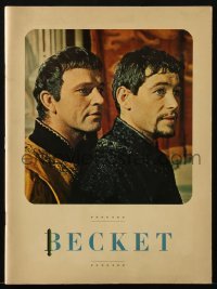 4h283 BECKET souvenir program book 1964 Richard Burton, Peter O'Toole, John Gielgud, great images!