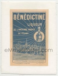 4h205 BENEDICTINE LIQUEUR linen French 6x9 magazine ad 1920s art of shining bottle over city!