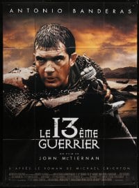 4j668 13th WARRIOR French 1p 1999 close up of Antonio Banderas, directed by Michael Crichton!