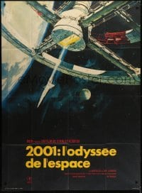 4j669 2001: A SPACE ODYSSEY French 1p R1970s Stanley Kubrick, Bob McCall art of space wheel!