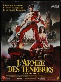 4j687 ARMY OF DARKNESS French 1p 1993 Sam Raimi, Hussar art of Bruce Campbell w/ chainsaw hand!