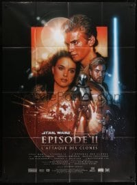 4j688 ATTACK OF THE CLONES French 1p 2002 Star Wars Episode II, great montage art by Drew Struzan!