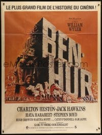 4j694 BEN-HUR French 1p R1970s Charlton Heston, William Wyler classic religious epic, cool art!