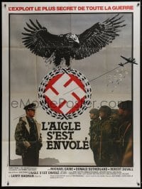 4j747 EAGLE HAS LANDED French 1p 1977 Michael Caine, art of eagle carrying Nazi swastika!