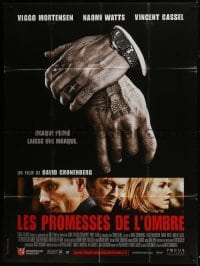 4j748 EASTERN PROMISES French 1p 2007 Cronenberg, Mortensen, Naomi Watts, Cassel, tattooed hands!