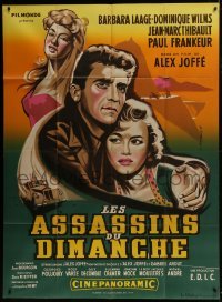 4j755 EVERY SECOND COUNTS green French 1p 1957 Les Assassins du dimanche, great Jean Mascii art!