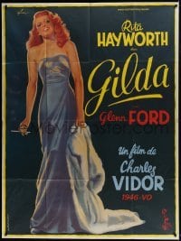 4j776 GILDA French 1p R1972 Boris Grinsson art of sexy Rita Hayworth full-length in sheath dress!
