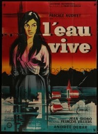 4j777 GIRL & THE RIVER style A French 1p 1958 Francois Villiers' l'eau vive, Hurel art of Pascale Audret!