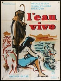 4j778 GIRL & THE RIVER style B French 1p 1958 Villiers' l'eau vive, Hurel art of Pascale Audret!