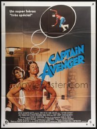 4j803 HERO AT LARGE French 1p 1980 barechested John Ritter dreams of being Captain Avenger!