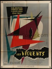 4j842 LES VIOLENTS French 1p 1957 cool geometric design artwork by Andre Bertrand!