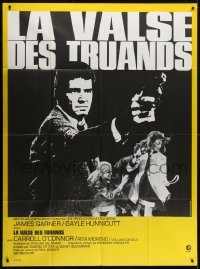 4j865 MARLOWE French 1p 1969 different image of James Garner pointing gun & sexy Sharon Farrell!