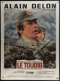 4j867 MEDIC French 1p 1979 Alain Delon & Veronique Jannot looming over raging battlefield!