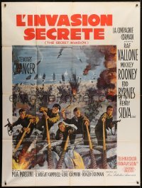 4j939 SECRET INVASION French 1p 1964 Stewart Granger, Raf Vallone, Mickey Rooney, cool WWII artwork