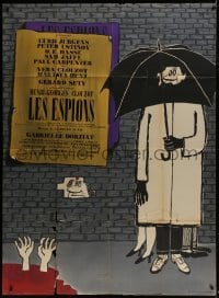 4j955 SPIES French 1p 1957 Henri-Georges Clouzot, Sine caroton art of spy under umbrella!
