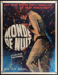 4j994 WORLD BY NIGHT French 1p R1960s Luigi Vanzi's Il Mondo di notte, different sexy showgirl art!