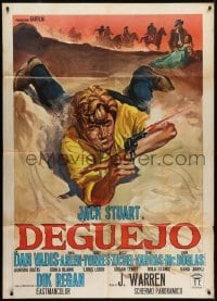 4j435 DEGUEJO Italian 1p 1966 great spaghetti western art of Jack Stuart with gun on ground!