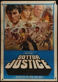 4j437 DOCTOR JUSTICE Italian 1p 1976 Sciotti art of John Phillip Law, Gert Froebe & Nathalie Delon!