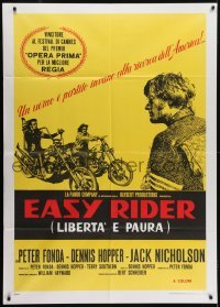 4j440 EASY RIDER Italian 1p R1980s classic image of Peter Fonda & Dennis Hopper on motorcycles!