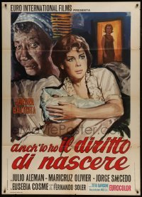 4j442 EL DERECHO DE NACER Italian 1p 1968 The Right to Be Born, art of scared mother & child!
