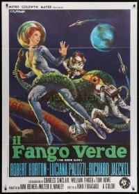 4j449 GREEN SLIME Italian 1p 1969 classic cheesy sci-fi, Stefano art of sexy astronaut & monster!