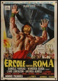 4j451 HERCULES AGAINST ROME Italian 1p 1964 Casaro art of strongman Sergio Ciani vs entire army!