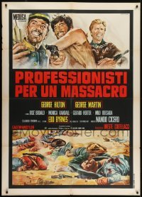 4j472 PROFESSIONALS FOR A MASSACRE Italian 1p 1967 Gasparri art of Hilton, Martin & Edd Byrnes!