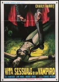 4j479 SANTO EN EL TESORO DE DRACULA Italian 1p 1971 art of vampire standing over near-naked victim!