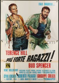 4j372 ALL THE WAY BOYS Italian 2p 1973 Casaro art of Terence Hill holding gun & Bud Spencer!