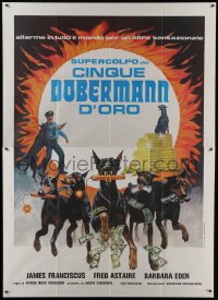 4j373 AMAZING DOBERMANS Italian 2p 1977 best different artwork of dogs carrying weapons & cash!