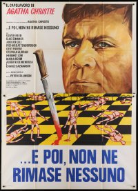4j375 AND THEN THERE WERE NONE Italian 2p 1975 Spagnoli art of Oliver Reed over chessboard war!