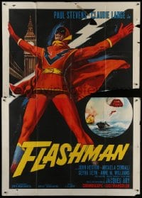 4j389 FLASHMAN Italian 2p 1967 full-length art of wacky Italian costumed superhero by Big Ben!