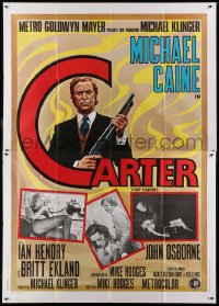 4j392 GET CARTER Italian 2p 1971 cool art of Michael Caine holding shotgun + inset photos!