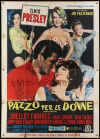 4j394 GIRL HAPPY Italian 2p 1965 different art of Elvis Presley with Shelley Fabares & sexy ladies!