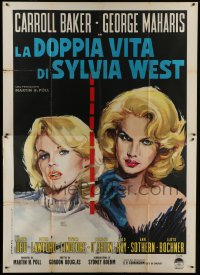 4j410 SYLVIA Italian 2p 1965 different art with two images of sexy blonde Carroll Baker!