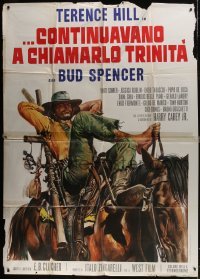 4j411 TRINITY IS STILL MY NAME Italian 2p 1972 cool spaghetti western art of Terence Hill on horse!