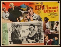 4j526 ALFIE Mexican LC 1966 close up of Michael Caine & Shelley Winters & in the borders!