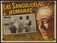 4j539 BRAIN EATERS Mexican LC 1958 AIP, horror art of girl's brain exploding by Contreras!