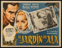 4j563 GARDEN OF ALLAH Mexican LC R1950s Marlene Dietrich & Charles Boyer in inset AND border art!