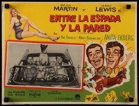 4j575 HOLLYWOOD OR BUST Mexican LC 1956 Dean Martin & Jerry Lewis in car, art of sexy Anita Ekberg!